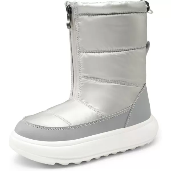 imageDREAM PAIRS Girls Boys Snow Foldable Boots Shaft Lightweight Mid Calf Winter Shoes for LittleBig KidLight Grey