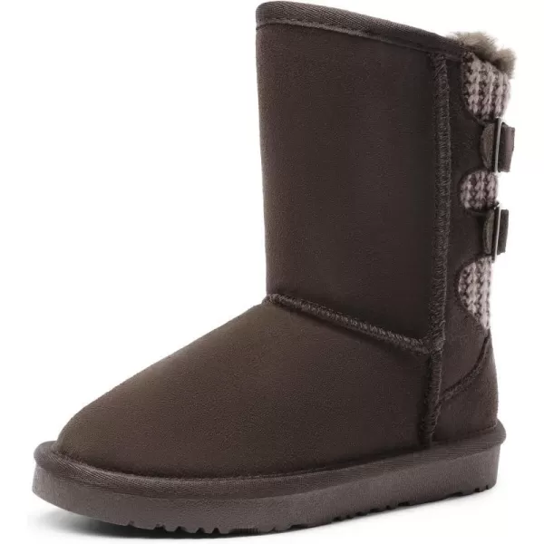 imageDREAM PAIRS Girls Boys Winter Boots Faux Fur Lined Mid Calf Kids Snow Tall Shoes for Little KidBig KidBrown