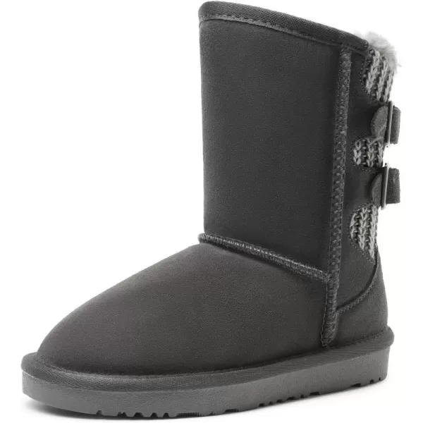 imageDREAM PAIRS Girls Boys Winter Boots Faux Fur Lined Mid Calf Kids Snow Tall Shoes for Little KidBig KidGrey