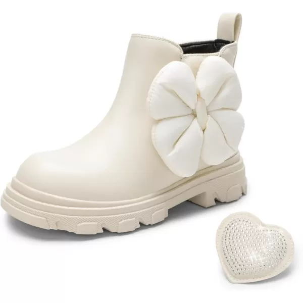 imageDREAM PAIRS Girls Chelsea Boots Side Zipper Interchangeable Accessories Ankle Booties ToddlerLittle KidBig KidBeige