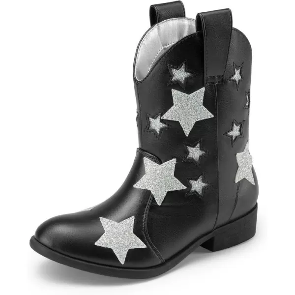 imageDREAM PAIRS Girls Cowgirl Boots Cowboy Western Mid Calf Star Boots for KidsBlack