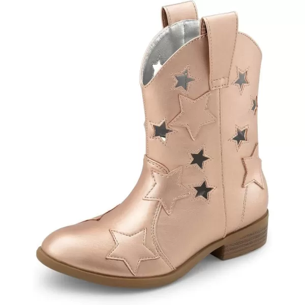 imageDREAM PAIRS Girls Cowgirl Boots Cowboy Western Mid Calf Star Boots for KidsRose Goldstar Holes
