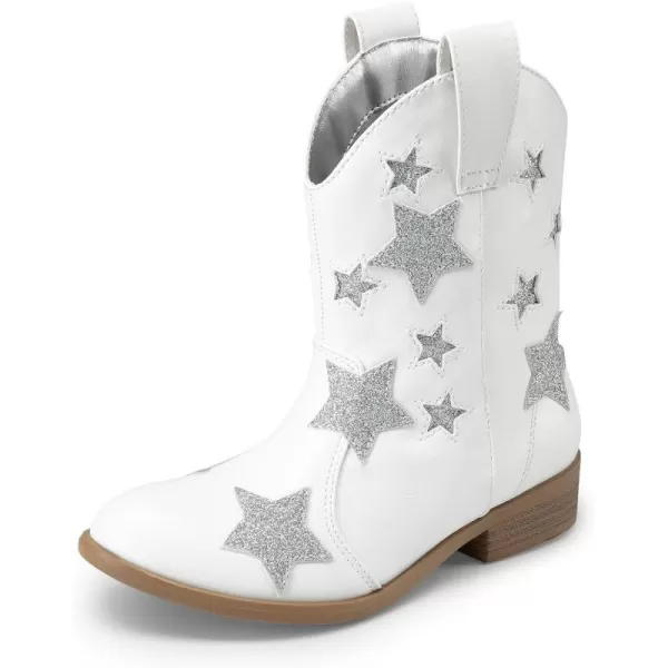 imageDREAM PAIRS Girls Cowgirl Boots Cowboy Western Mid Calf Star Boots for KidsWhite