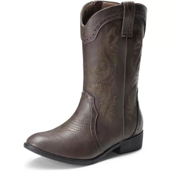 imageDREAM PAIRS Girls Cowgirl Cowboy Western Boots Mid Calf Riding ShoesBrown