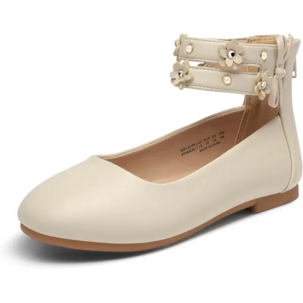 imageDREAM PAIRS Girls Dress Shoes Ankle Strap Flower Girl Ballet FlatsIvory