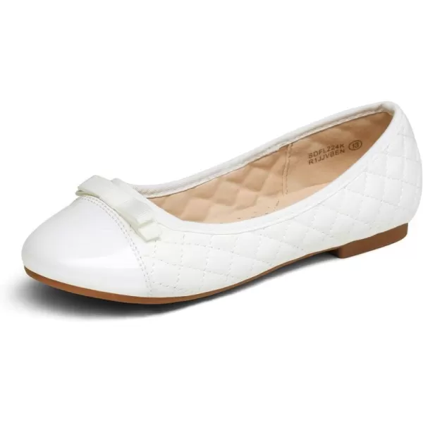 imageDREAM PAIRS Girls Dress Shoes Cute Bow Flower Girl Slipon Ballet Flats Little KidBig KidWhite