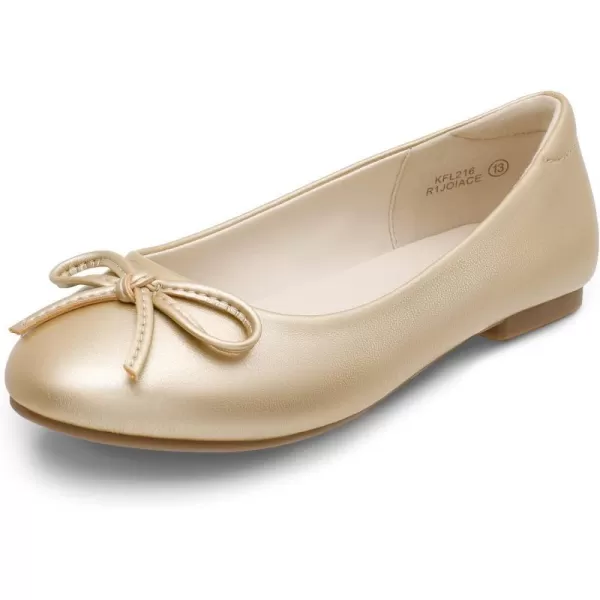 imageDREAM PAIRS Girls Dress Shoes Fashion Bow Ballet FlatsGold