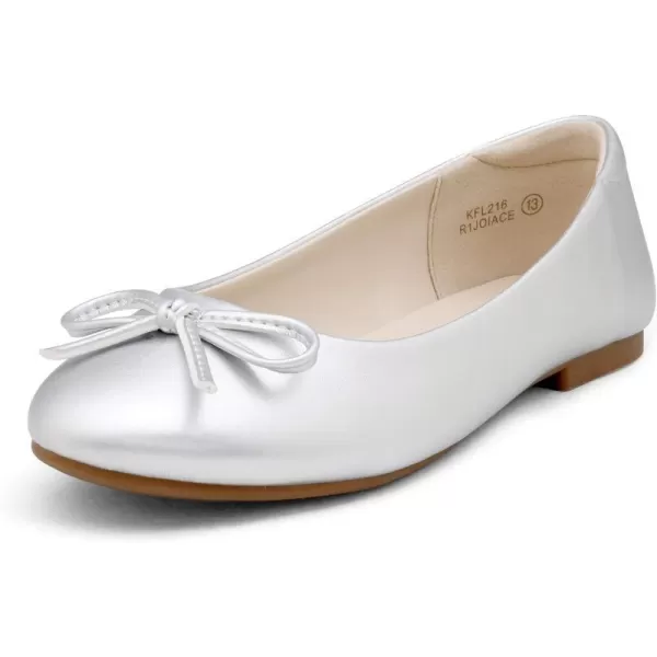 imageDREAM PAIRS Girls Dress Shoes Fashion Bow Ballet FlatsSilver