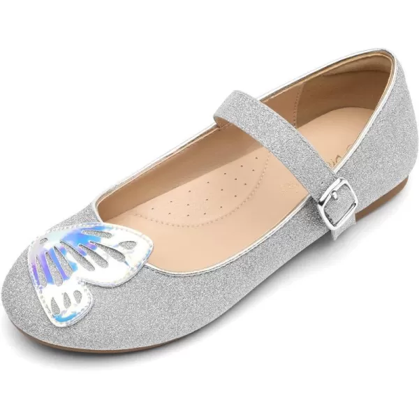 imageDREAM PAIRS Girls Dress Shoes Flower Girl Princess Butterfly Ballet FlatsSilver