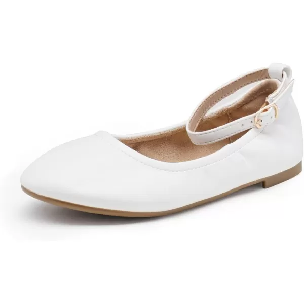 imageDREAM PAIRS Girls Dress Shoes Interchangeable Ankle Strap Flower Girl Ballet Flats ToddlerLittle KidBig KidWhite