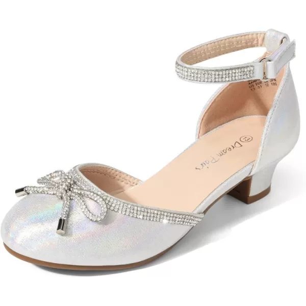 imageDREAM PAIRS Girls Dress Shoes Pumps Low Heels Sandals Flower Party Wedding PrincessSilver