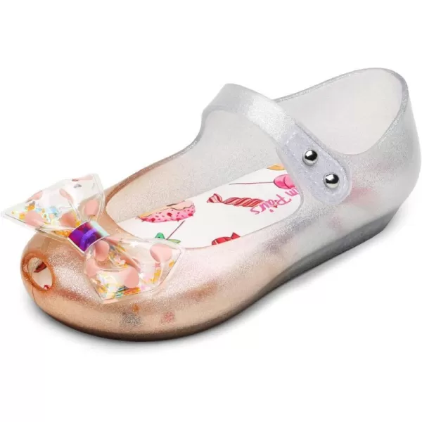 imageDREAM PAIRS Girls Dress Shoes Toddler Cosplay Clear Sparkle Jelly Sandals with Bow Mary Jane FlatsSilverPink