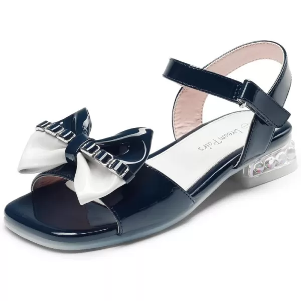imageDREAM PAIRS Girls Fashion Bow Sandals Open Toe Low Heels Summer Dress ShoesNavy
