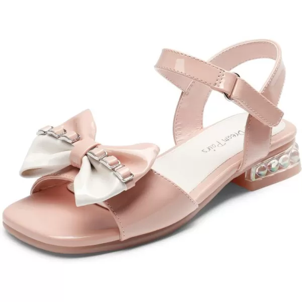 imageDREAM PAIRS Girls Fashion Bow Sandals Open Toe Low Heels Summer Dress ShoesPink