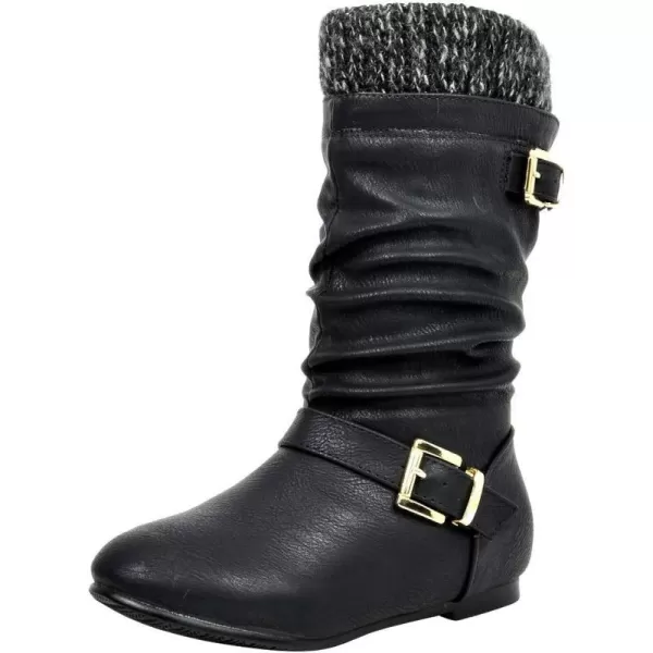 imageDREAM PAIRS Girls Faux Fur Lined Knee High Winter Riding BootsToddlerLittle KidBig KidBlack