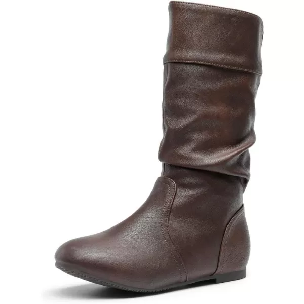 imageDREAM PAIRS Girls Faux Fur Lined Knee High Winter Riding BootsToddlerLittle KidBig KidBrown Pu