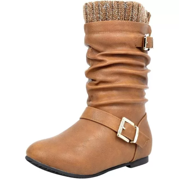 imageDREAM PAIRS Girls Faux Fur Lined Knee High Winter Riding BootsToddlerLittle KidBig KidCamel