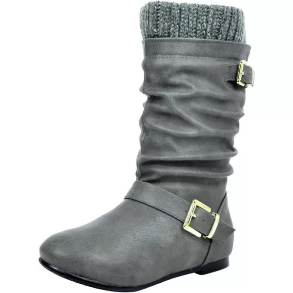 imageDREAM PAIRS Girls Faux Fur Lined Knee High Winter Riding BootsToddlerLittle KidBig KidGrey