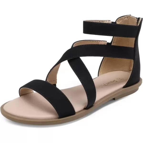imageDREAM PAIRS Girls Gladiator Sandals with Zipper Strappy Sandals ToddlerLittle KidBig KidBlack