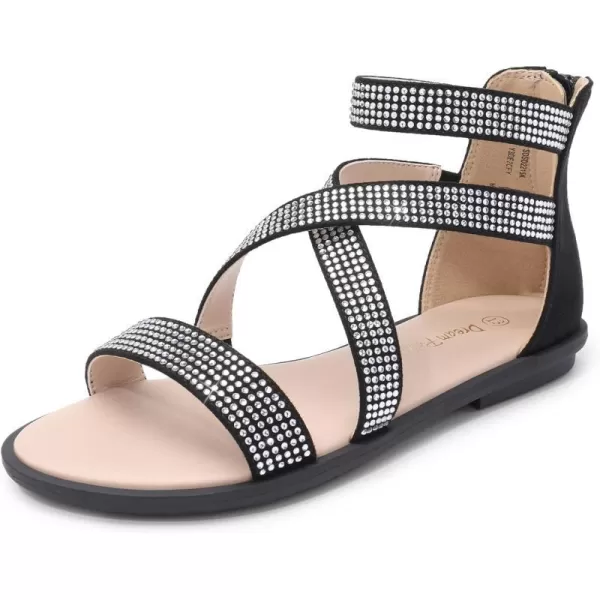 imageDREAM PAIRS Girls Gladiator Sandals with Zipper Strappy Sandals ToddlerLittle KidBig KidBlacksuede