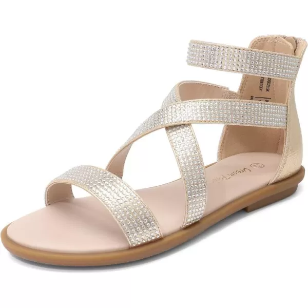imageDREAM PAIRS Girls Gladiator Sandals with Zipper Strappy Sandals ToddlerLittle KidBig KidGold
