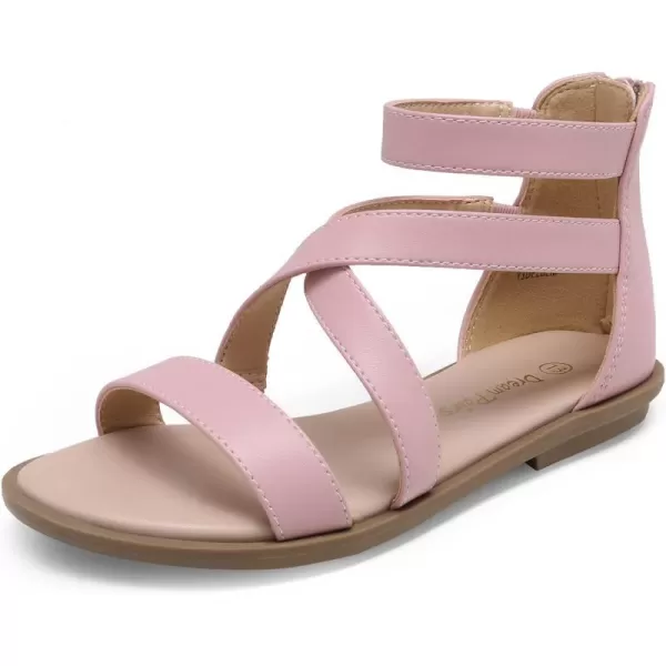 imageDREAM PAIRS Girls Gladiator Sandals with Zipper Strappy Sandals ToddlerLittle KidBig KidPink