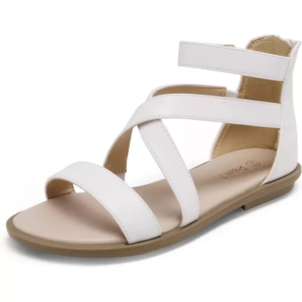 imageDREAM PAIRS Girls Gladiator Sandals with Zipper Strappy Sandals ToddlerLittle KidBig KidWhite