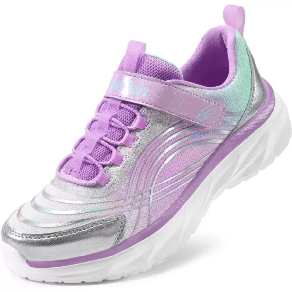 imageDREAM PAIRS Girls Kids Running Shoes Athletic Tennis Shoes Thick Sole Sneakers for LittleBig KidsPurpleSilverBlue