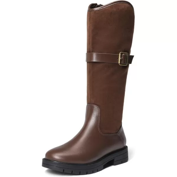 imageDREAM PAIRS Girls Knee High Buckle Fashion Riding Boots Little KidBig KidBrown