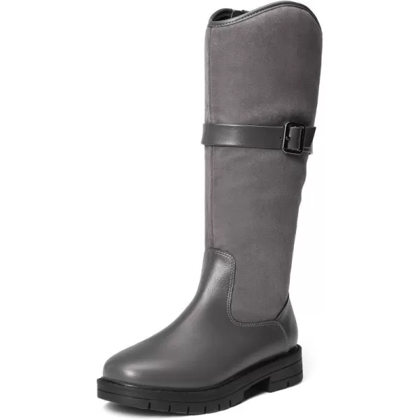 imageDREAM PAIRS Girls Knee High Buckle Fashion Riding Boots Little KidBig KidGrey