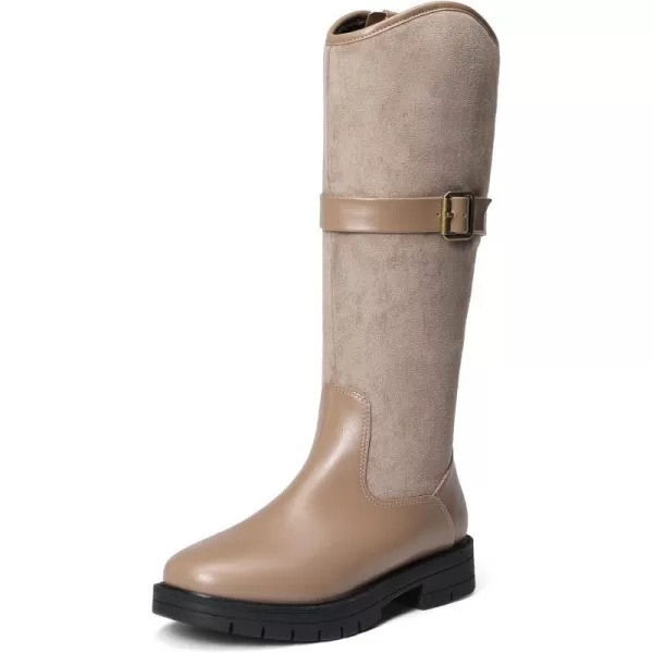 imageDREAM PAIRS Girls Knee High Buckle Fashion Riding Boots Little KidBig KidKhaki