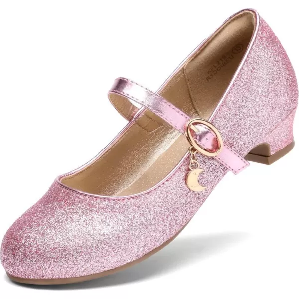 imageDREAM PAIRS Girls Mary Jane Low Heel Princess Flower Wedding Party Pump Dress ShoesPink