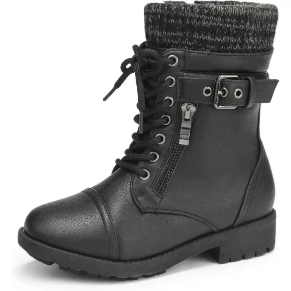 imageDREAM PAIRS Girls Mid Calf Combat BootsBlackz