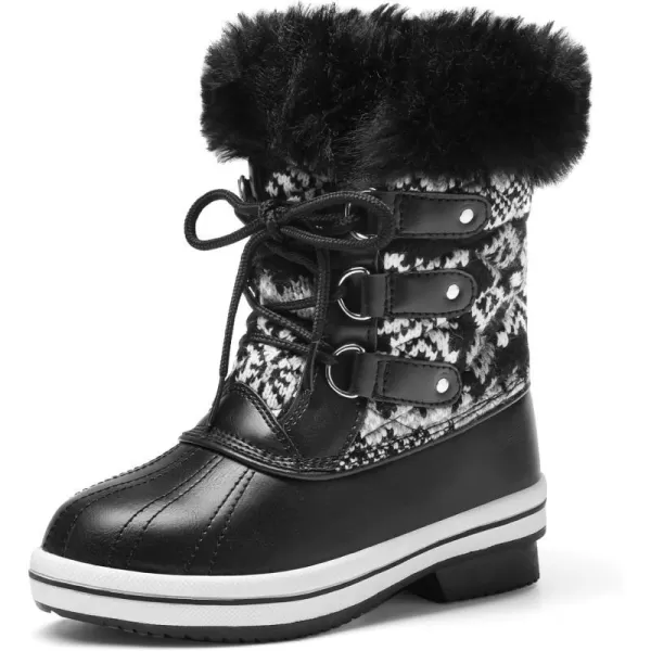 imageDREAM PAIRS Girls MidCalf Winter Snow Boots for Little KidsBig KidsBlackWhite