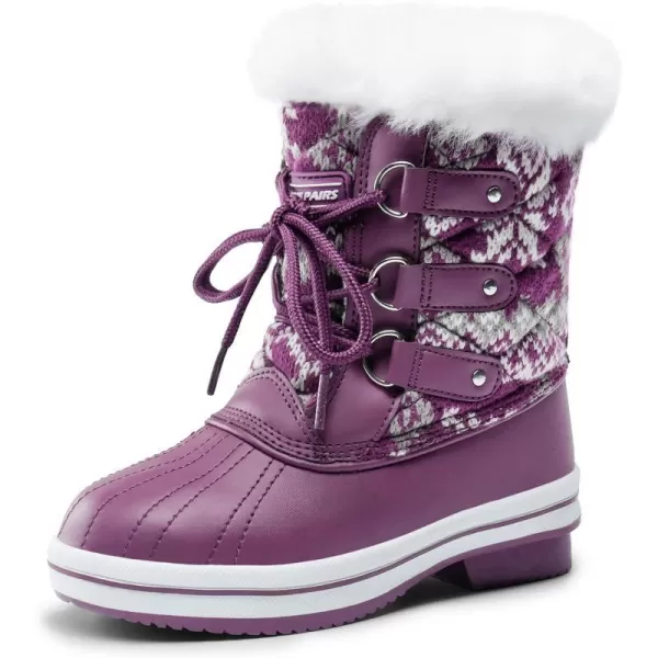imageDREAM PAIRS Girls MidCalf Winter Snow Boots for Little KidsBig KidsPurpleWhite