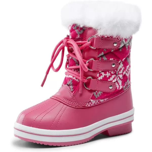 imageDREAM PAIRS Girls MidCalf Winter Snow Boots for Little KidsBig KidsRose Red