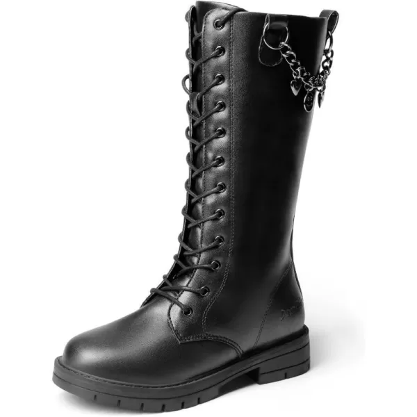 imageDREAM PAIRS Girls Riding Boots Knee High Side Zipper Mid Calf Shoes Little KidBig KidBlack