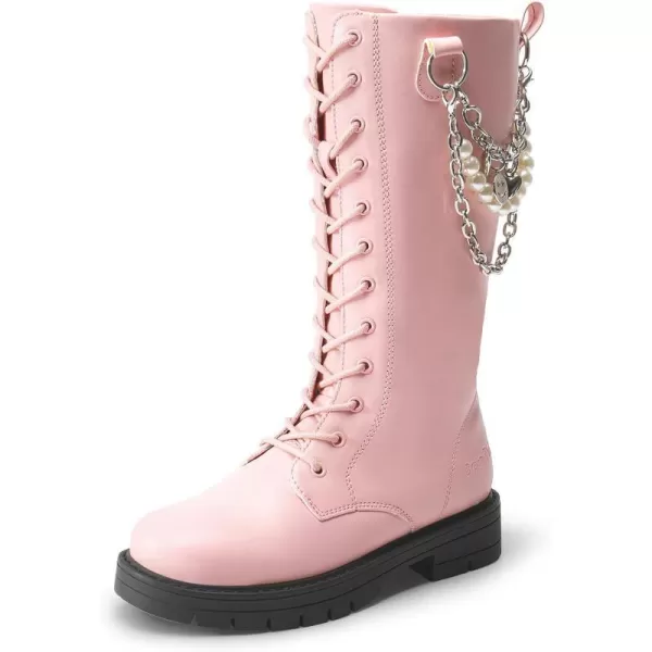 imageDREAM PAIRS Girls Riding Boots Knee High Side Zipper Mid Calf Shoes Little KidBig KidPinkDiy