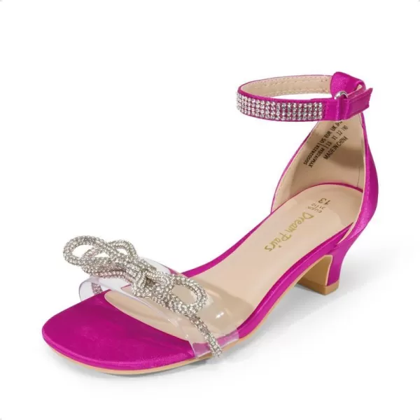 imageDREAM PAIRS Girls Sandals Ankle Strap Square Toe Low Heel Bow Flower Dress ShoesHot Pink
