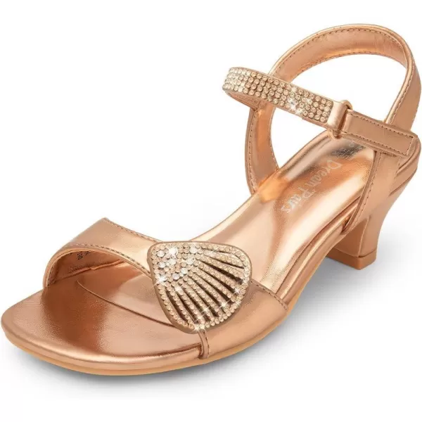 imageDREAM PAIRS Girls Sandals Ankle Strap Square Toe Low Heel Crysta Shell Wedding Party Flower Dress ShoesChampagnerhinestone