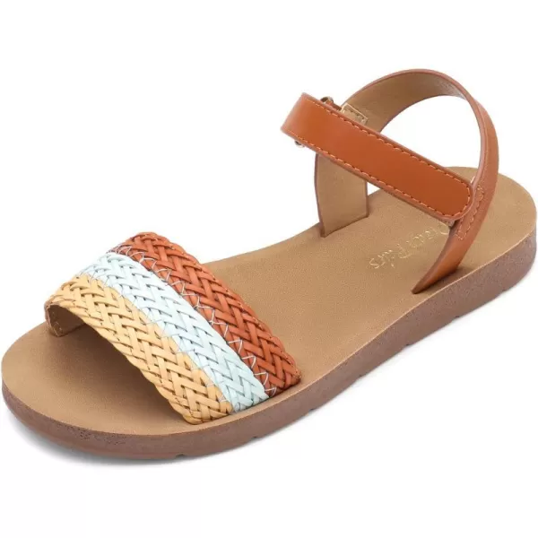 imageDREAM PAIRS Girls Sandals Braided Strap Open Toe Flat Sandals Summer Dress Shoes ToddlerLittle KidBrown