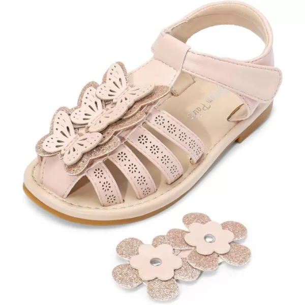 imageDREAM PAIRS Girls Sandals ClosedToe Sandals with Interchangeable DIY Flower Dress Summer Shoes ToddlerLittle KidPink