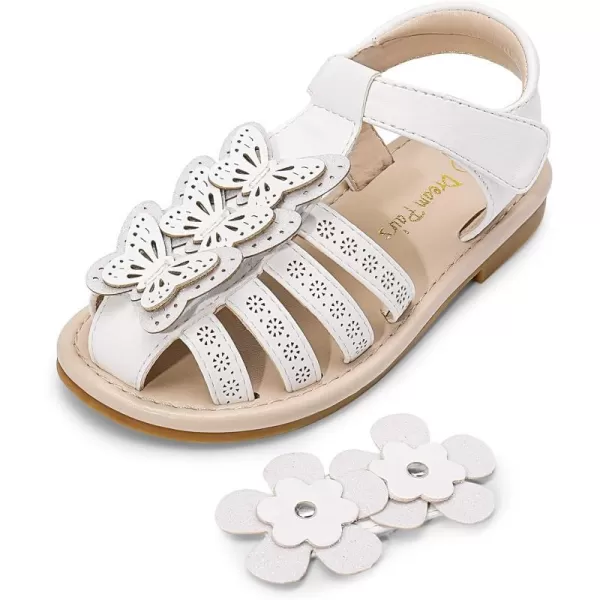 imageDREAM PAIRS Girls Sandals ClosedToe Sandals with Interchangeable DIY Flower Dress Summer Shoes ToddlerLittle KidWhite