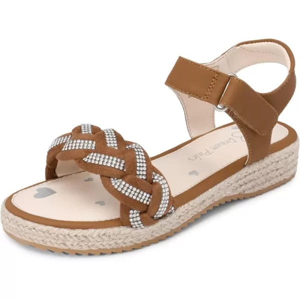 imageDREAM PAIRS Girls Sandals Espadrille Flatform Platform Wedge Open Toe Summer Shoes for Little KidBigBrown