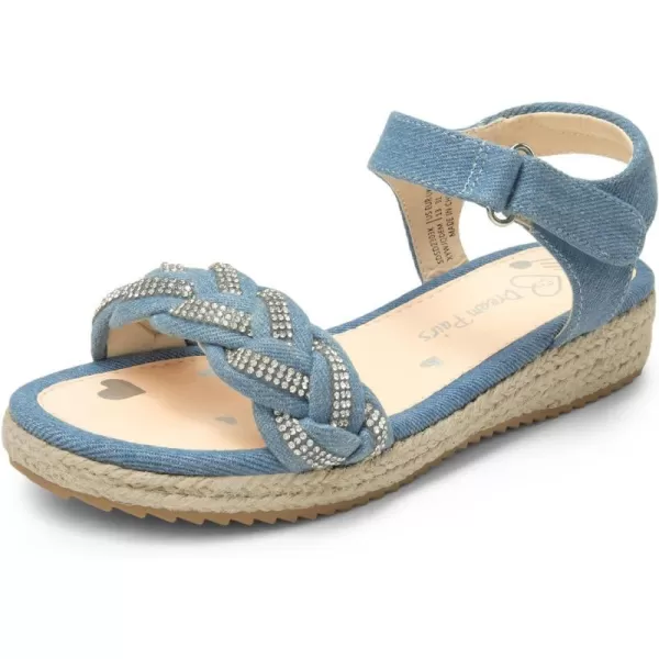 imageDREAM PAIRS Girls Sandals Espadrille Flatform Platform Wedge Open Toe Summer Shoes for Little KidBigDenim Blue