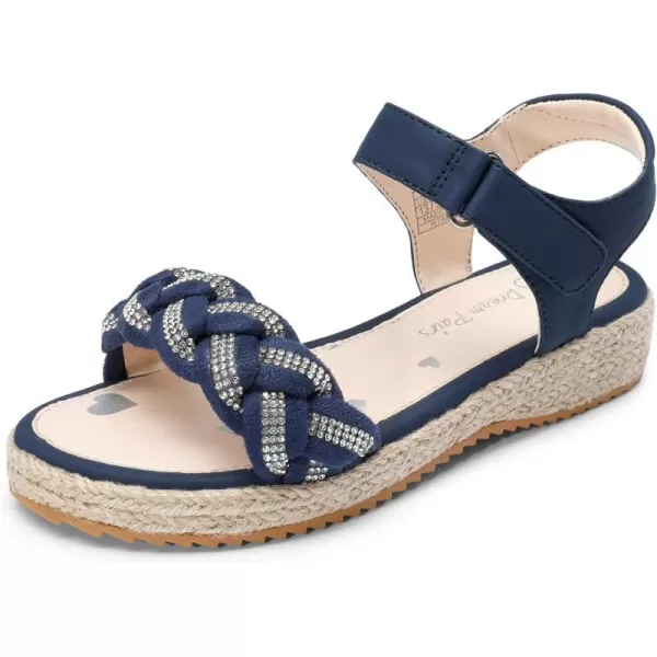 imageDREAM PAIRS Girls Sandals Espadrille Flatform Platform Wedge Open Toe Summer Shoes for Little KidBigNavy