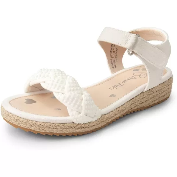 imageDREAM PAIRS Girls Sandals Espadrille Flatform Platform Wedge Open Toe Summer Shoes for Little KidBigWhitedenim