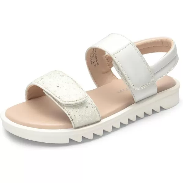imageDREAM PAIRS Girls Sandals Glitter Two Strapped Casual Open Toe Sandals Little KidBig KidWhitepu