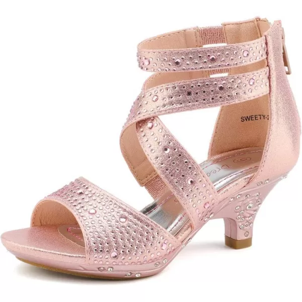 imageDREAM PAIRS Girls Sandals Low Heel Dress Pump SandalsPink2
