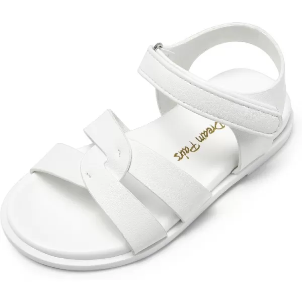 imageDREAM PAIRS Girls Sandals Open Toe Princess Flat Sandals Strappy Summer Shoes ToddlerLittle KidWhite